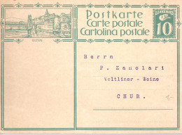 SUISSE / CARTE POSTALE DE 10cts VERT COLOMBE ILLUSTRATION OLTEN - Stamped Stationery