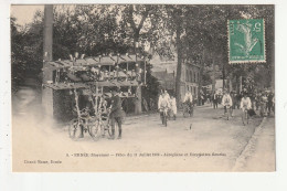 ERNEE - FETES DU 11 JUILLET 1909 - AEROPLANE ET BICYCLETTES FLEURIES - 53 - Ernee