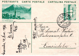 SUISSE / CARTE POSTALE DE 10cts VERT CARTE DE SUISSE ILLUSTRATION HILTERFINGEN - Postwaardestukken