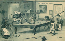 CHATS HUMANISES Gaufrée  TBE  " La Partie De Billard "  ( K.F édit ) - Animaux Habillés