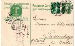 66327 - Schweiz - 1913 - 5Rp SoGAKte "Landesausstellung" (li Gez!) M ZusFr AROSA -> PRINCENHAGE (Niederlande) - Storia Postale