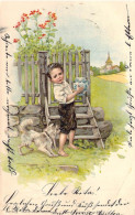 ENFANTS - Un Garçon Et Son Chien - Vase - Carte Postale Ancienne - Autres & Non Classés