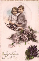 ENFANTS - Photo De Famille - Fleurs - Carte Postale Ancienne - Autres & Non Classés