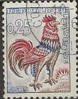 FRANCE 1962 Cock Of Decaris -  25c. - Red, Blue And Brown FU - 1962-1965 Cock Of Decaris