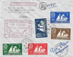 1948 Liaison Postal Saint Pierre Et Miquelon - France - Storia Postale