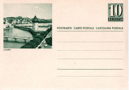 SUISSE / CARTE POSTALE DE 10cts VERT ILLUSTRATION DE LUZERN - Postwaardestukken