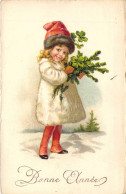 ENFANTS - Petite Fille Tient Des Trèfles Et Branche De Sapin à La Main - Carte Postale Ancienne - Otros & Sin Clasificación