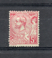 MONACO / N° 21  5f ROSE VIF SUR VERDÄTRE NEUFS * - Unused Stamps