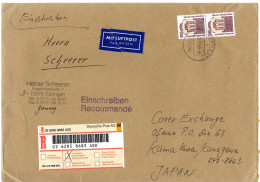 L66345 - Bund - 1999 - 2@500Pfg SWK A R-LpBf TUEBINGEN -> Japan - Cartas & Documentos