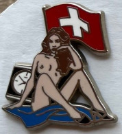 PIN UP - PIN-UPS  - DRAPEAU SUISSE - SCHWEIZ - SWITZERLAND - SWISS  - EGF - MONTRE - HORLOGE - BOUSSEMART - LADY -  (32) - Pin-Ups