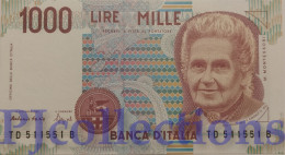 ITALIA - ITALY 1000 LIRE 1990 PICK 114b AUNC GOOD SERIAL NUMBER "511551" - 1000 Liras