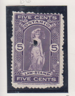 Canada Fiskale Zegel Cat. Van Dam(VD) Of Barefoot (F)  Provincie Ontario Law Stamp VD 21/B 66 - Fiscale Zegels