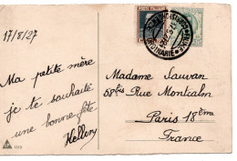66365 - Italien - 1927 - 50c Victor Emmanuel III MiF A AnsKte FIUME -> Frankreich - Marcofilie