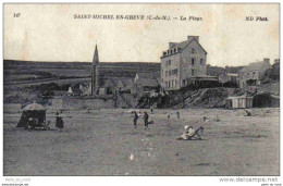 Carte Postale 22. Saint-Michel-en-Grève Hotel De La Plage Et Garage Automobile Trés Beau Plan - Saint-Michel-en-Grève