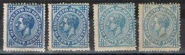 Lote 4 Sellos 10 Cts IMPUESTO De GUERRA, Alfonso XII, Variedad Color, Num 184-184a-184b-184c * - Oorlogstaks