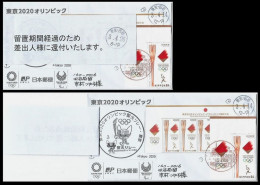 JAPAN TOKYO 2020 OLYMPIC GAMES ,OLYMPICS TORCH,MASCOT MIRAITOWA FUTURE,FDC SET (**) RARE - Lettres & Documents