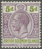 British Solomon Islands. 1922-31 KGV. 5d MH. Mult Script CA W/M SG 47 - British Solomon Islands (...-1978)
