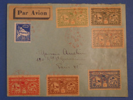 BT4 ALGERIE     BELLE LETTRE  RARE 1930 ALGER   A PARIS FRANCE+SERIE VIGNETTE AERIENNE ALGER.TUNIS    + AFF. PLAISANT+++ - Aéreo