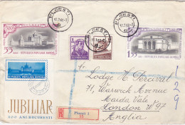 SPARK HOUSE, MILITARY SAILOR, PILOT, BUCHAREST OPERA HOUSE, STAMPS ON REGISTERED COVER, 1960, ROMANIA - Cartas & Documentos