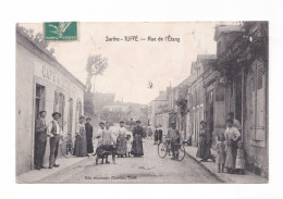 Tuffé, Rue De L'Étang, Café De L'Étang, éd. Bontemps Chartier, Vélos, Enfants - Tuffe