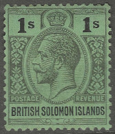 British Solomon Islands. 1922-31 KGV. 1/- MH. Mult Script CA W/M SG 48 - British Solomon Islands (...-1978)