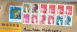 RECOMMANDÉE De GUINGAMP Avec Affranchissement Multicolore 13 Timbres Dont Marianne - Liberté - Sabine - Storia Postale