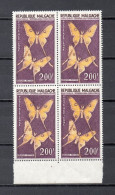 MADAGASCAR  PA  N° 82  BLOC DE QUATRE TIMBRES  NEUF SANS CHARNIERE  CTE 36.00€    PAPILLON ANIMAUX - Madagascar (1960-...)