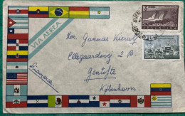 ARGENTINA 1960, ILLUSTRATE, DECORATED, DIFFERENT COUNTRY FLAG, COVER USED TO DENMARK, DAM & HORSE CART 2 STAMP, BUENOS A - Covers & Documents