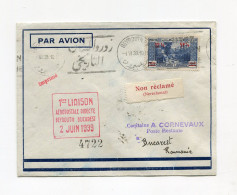 !!! LIBAN, LETTRE PAR AVION DE BEYROUTH, CACHET 1ERE LIAISON AEROPOSTALE DIRECTE BEYROUTH - BUCAREST 2/6/1939 - Lettres & Documents