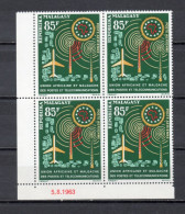 MADAGASCAR  PA  N° 92  BLOC DE QUATRE TIMBRES   NEUF SANS CHARNIERE  COTE 8.00€    UAMPT - Madagascar (1960-...)