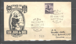 SPAIN  1950  SAN JUAN De DIOS  #771  FDC - FDC