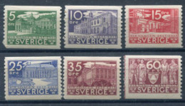 SWEDEN 1935 500th Anniversary Of Parliament Set Of 6 Coil Stamps MNH / **.  Michel 221A-26A - Ongebruikt