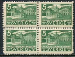 SWEDEN 1935 500th Anniversary Of Parliament 5 Öre Perforated All Round Block Of 4 MNH / **.  Michel 221B - Nuovi