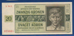 BOHEMIA & MORAVIA - P. 9a – 20 Kronen / Korun (1944) AUNC, S/n S. 36A 275021 - Cecoslovacchia