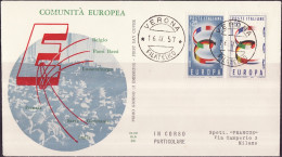 Europa CEPT 1957 Italie - Italy - Italien FDC4 Y&T N°744 à 745 - Michel N°992 à 993 - 1957