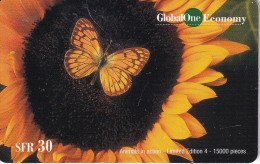 TARJETA DE SUIZA DE UNA MARIPOSA (BUTTERFLY) GLOBALONE - Vlinders