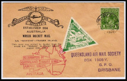 AUSTRALIA - 1935 ' Wreck Rocket Mail ' Cover Used At PIALBA MAHENO-FRASER ISLAND (**) VERY RARE - Lettres & Documents