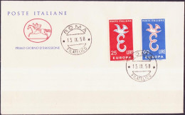 Europa CEPT 1958 Italie - Italy - Italien FDC1 Y&T N°765 à 766 - Michel N°1016 à 1017 - 1958