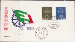 Europa CEPT 1959 Italie - Italy - Italien FDC6 Y&T N°804 à 805 - Michel N°1055 à 1056 - 1959