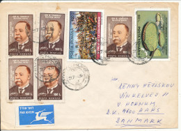 Romania Cover Sent To Denmark 2-7-1992 With A Lot Of Stamps - Brieven En Documenten