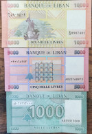 Lot 3 Billets LIBAN De 1000 5000 & 10000 Livres - 2016 / 2021 / 2014 - Neuf UNC - Liban