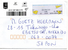 66393 - Frankreich - 2023 - €4,55 Schalterfreistpl A LpBf M Nachverfolgung -> Japan - Cartas & Documentos