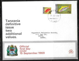 Nairobi COVER  Tanzania TO ZAMBIA FISHES OFFICIAL FDC 1969 - Kenya, Ouganda & Tanzanie