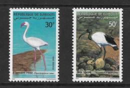 Djibouti 1995 MiNr. 611 - 612 Dschibuti  Birds American Flamingo, African Sacred Ibis 2v  MLH * RRR 1000,00 € - Fenicotteri