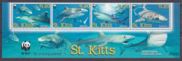 2007 St Kitts 955-958strip+Tab WWF / Sharks - Dauphins