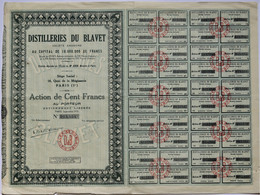 DISTILLERIES DU BLAVET - BRETAGNE, ACOOL - Action 100F 1930 - Etat D'usage (voir Scan) - A - C