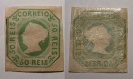 Portugal 1853 Queen Maria II 50R Green Mi.3 Mint+gum Signed Margin Reinforced MH AM.483 - Nuevos