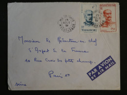 BT5  MADAGASCAR BELLE LETTRE  1951  PETIT BUREAU MOTORDAVA A PARIS FRANCE+ AFF. INTERESSANT++++ - Lettres & Documents