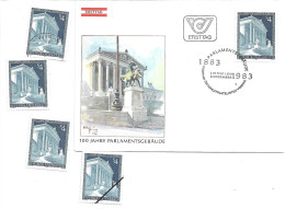 1063z8: Österreich 1983, Parlamentsgebäude FDC Plus 4 **/o Marken - Ringstrasse