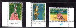 Burkina Faso 2003 Masks 3v MNH - Burkina Faso (1984-...)